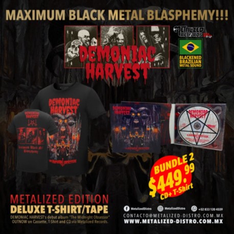 DEMONIAC HARVEST  THE MIDNIGHT OBSESSOR BUNDLE CD + T-SHIRT L